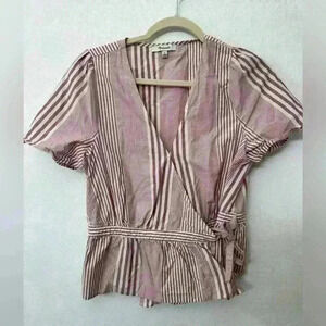 Madewell Blush and Cream Wrap Blouse